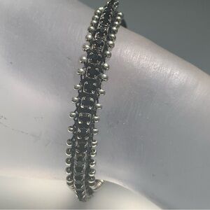 NEW - Leather and Black Crystal Chain Bracelet.